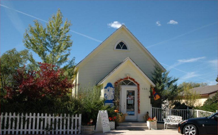 quaint little white church in monument near Colorado Springs colorado